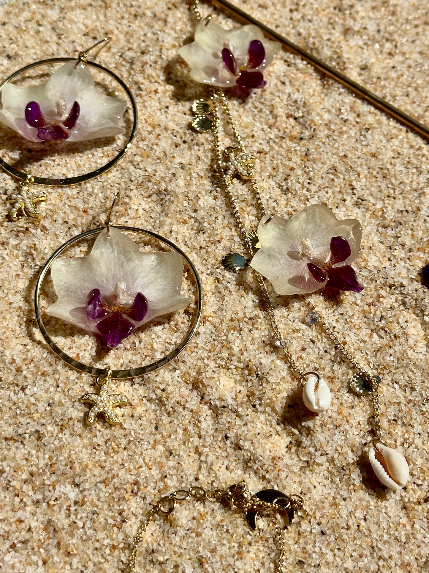 Starfish Orchid Hoop Dangles