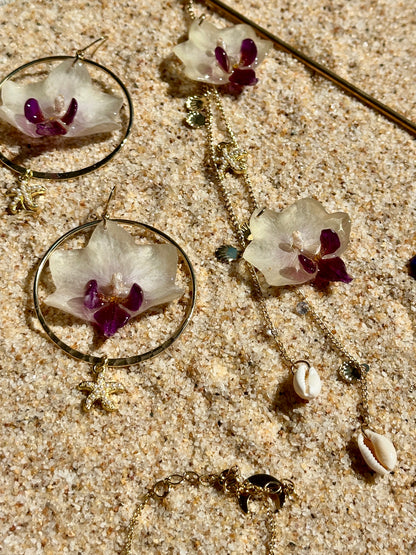 Starfish Orchid Hoop Dangles