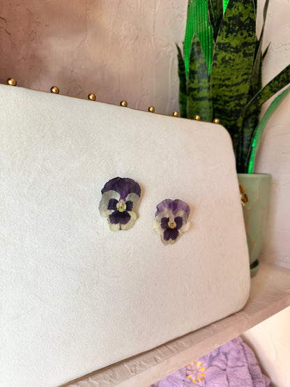 Purple Pansy Studs