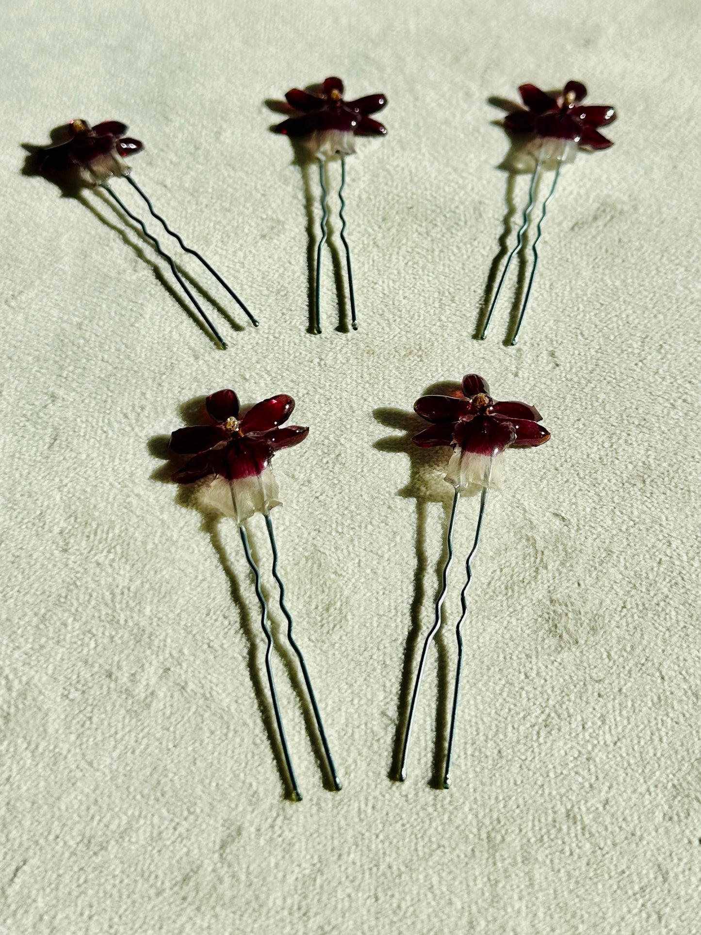 Mini Burgundy Orchid Bobby Pins