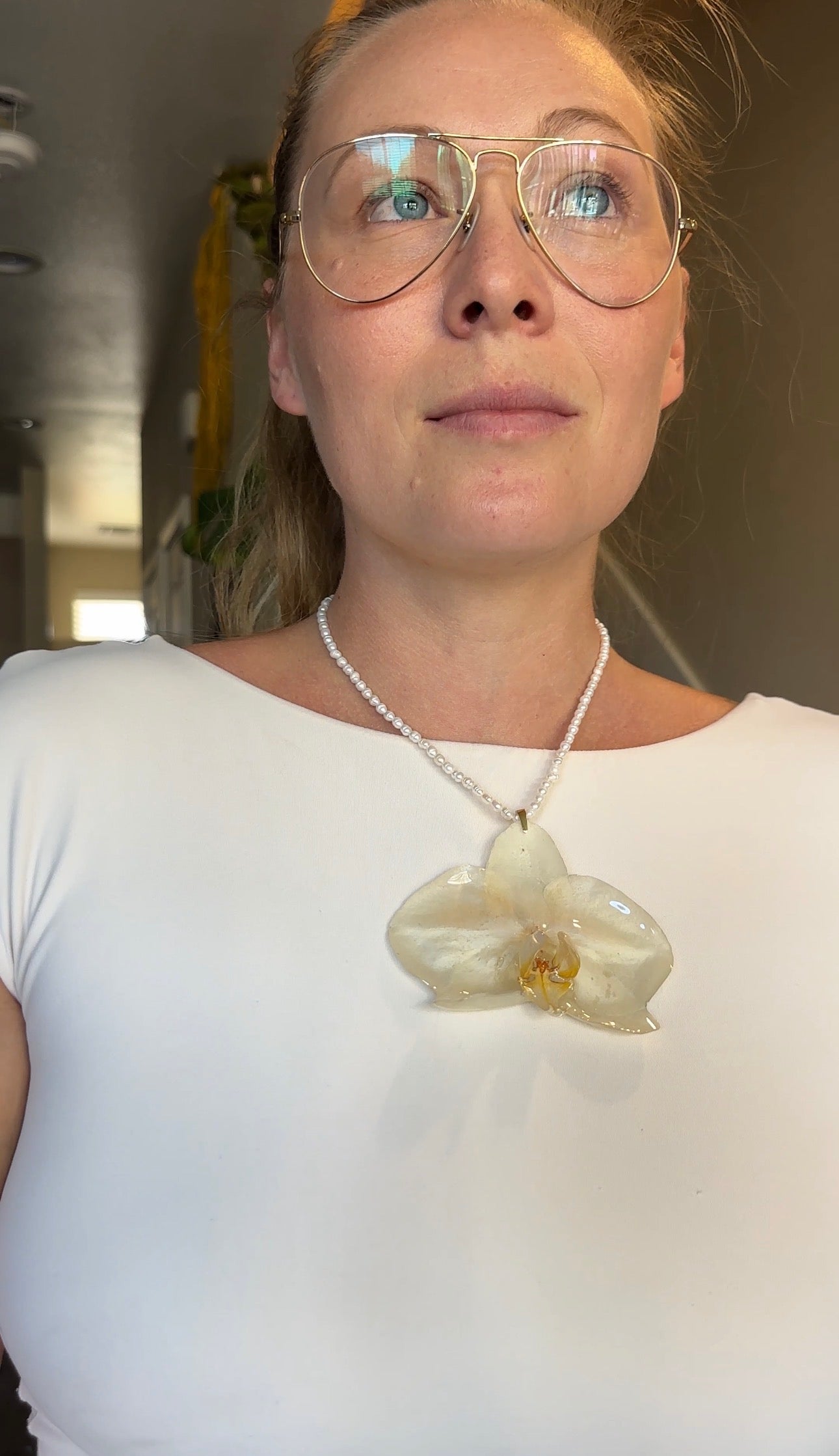 White Orchid Pearl Necklace