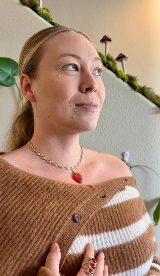 Babies Breath and Strawberry Choker