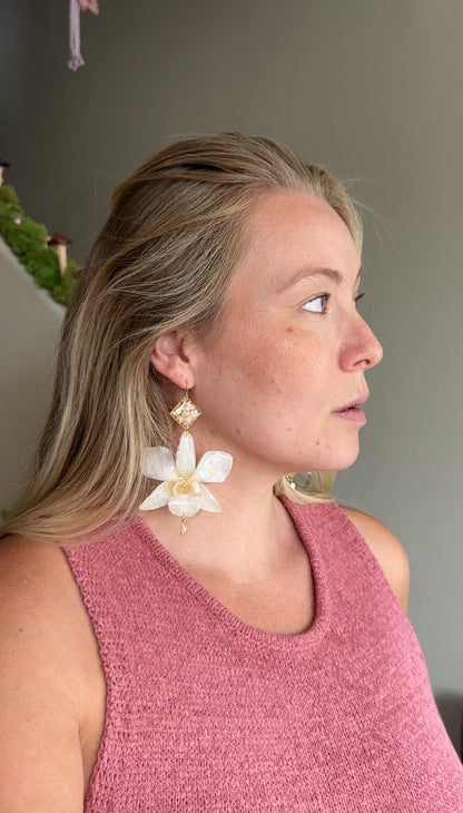 White Dendrobium Orchid Dangles