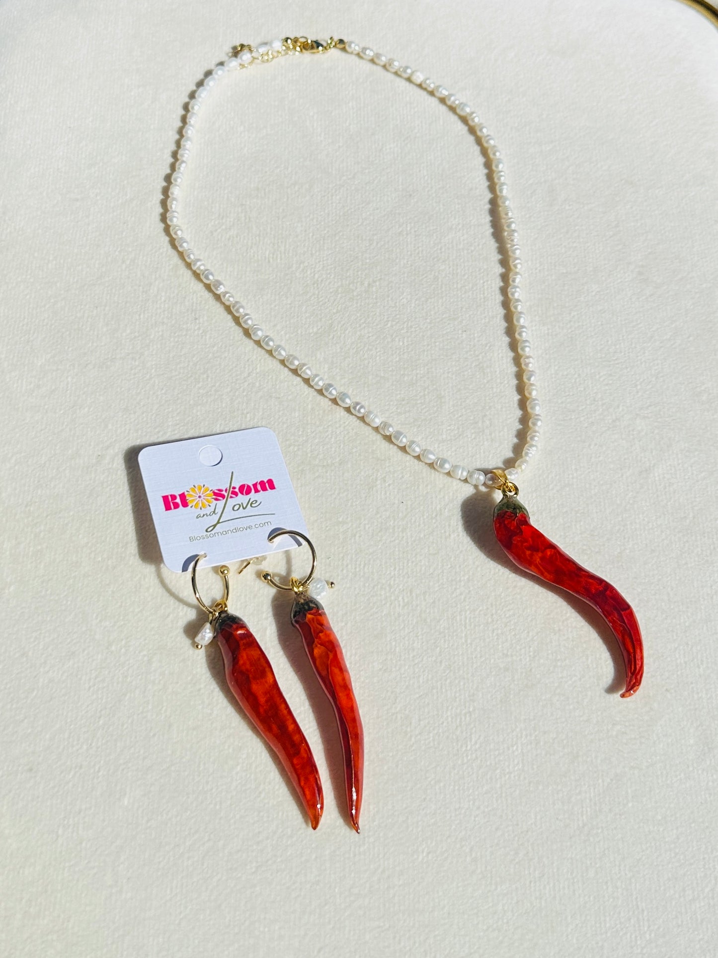 Chili Pepper Pearl Necklace