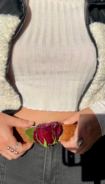 Red Rose Belt Buckle