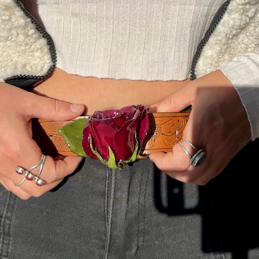 Red Rose Belt Buckle
