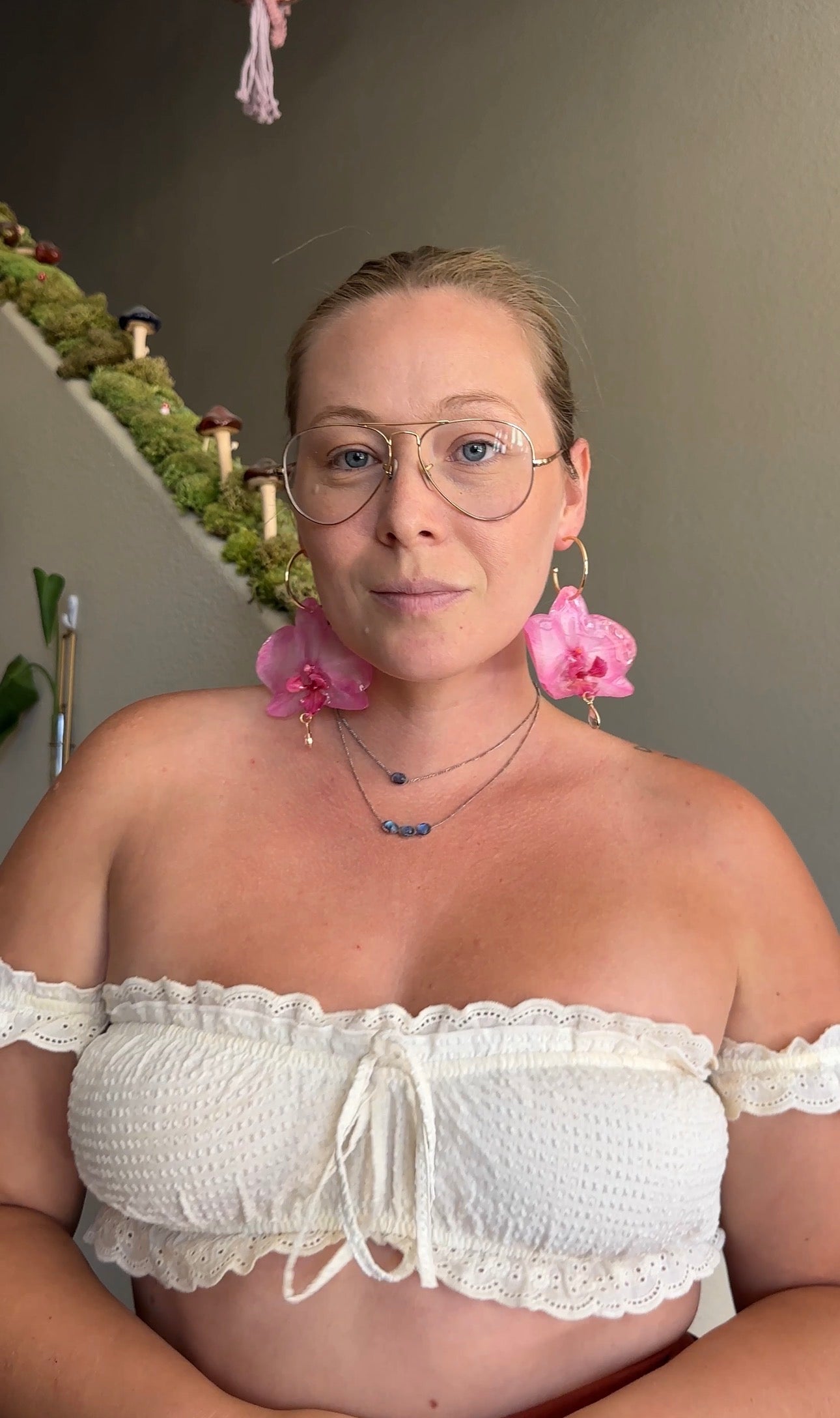 Pink Orchid Hoops