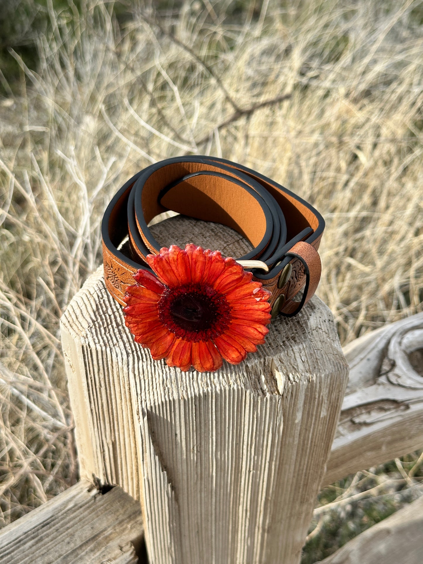 Red Gerber Daisy Belt