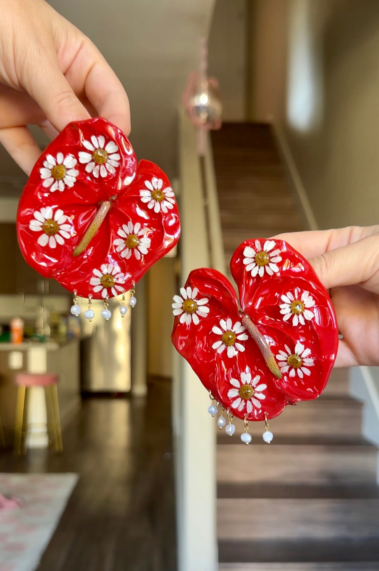 Feverfew Anthurium Earrings