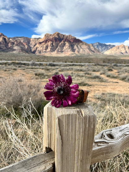 Large Purple Gerber Daisy Belt Buckle