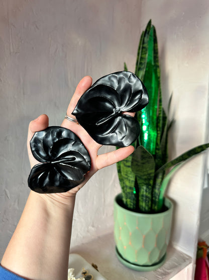 Matte Black Anthurium Earrings