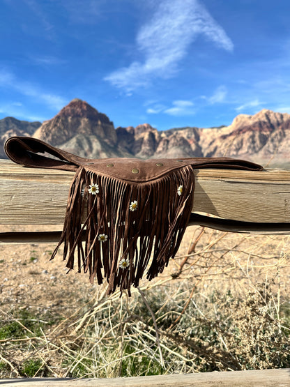 Brown Suede Fringe Belt