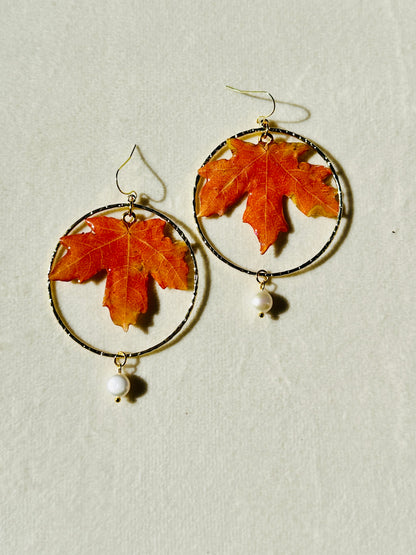 Maple Leaf Hoop Dangle