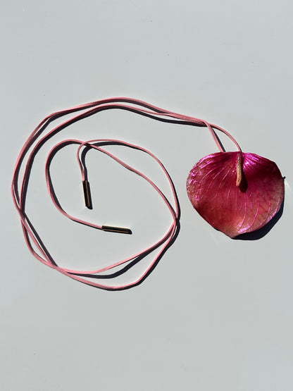 Pink Anthurium Wrap Necklace