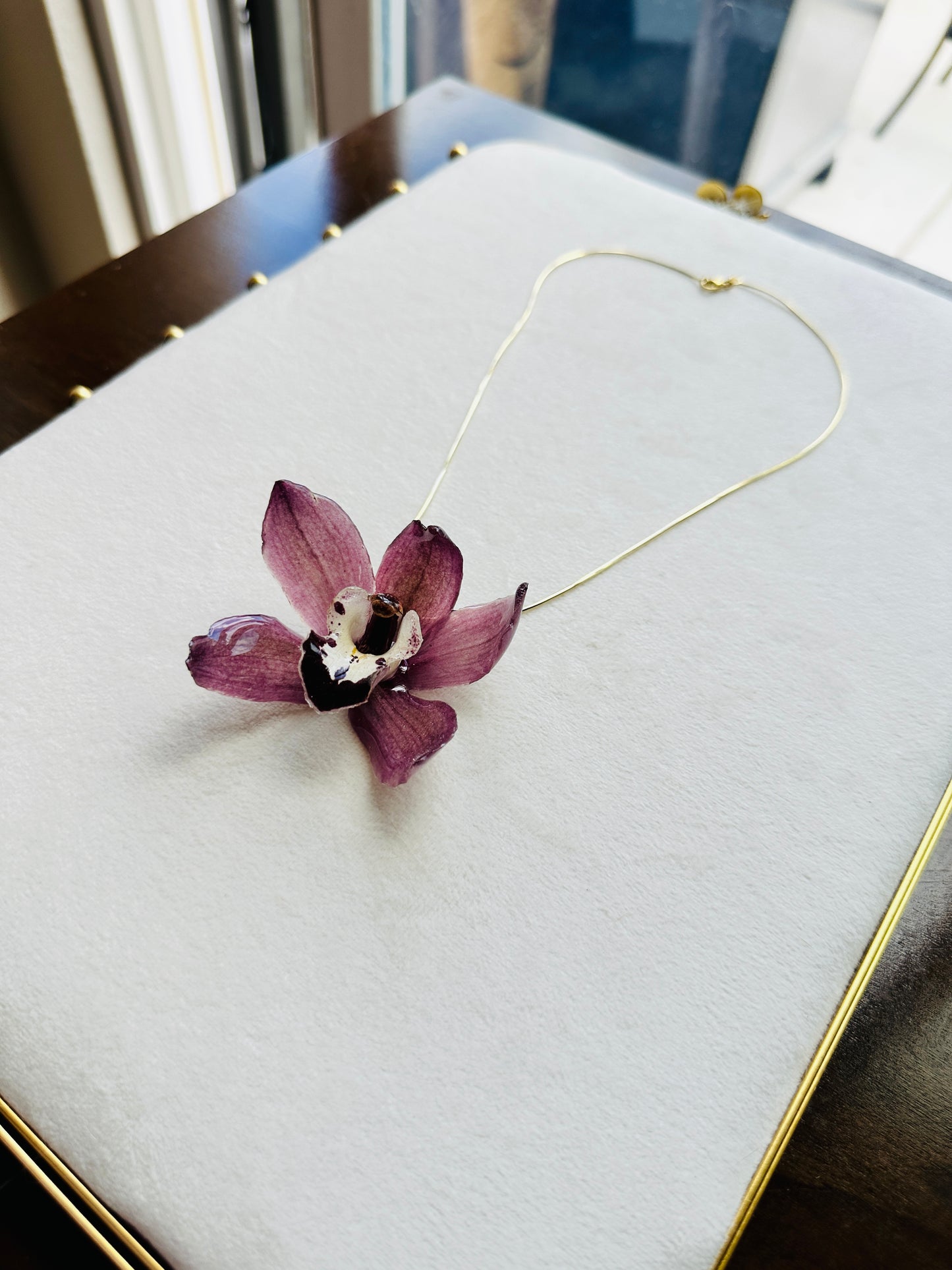 Mini Cymbidium Orchid Chain Necklace