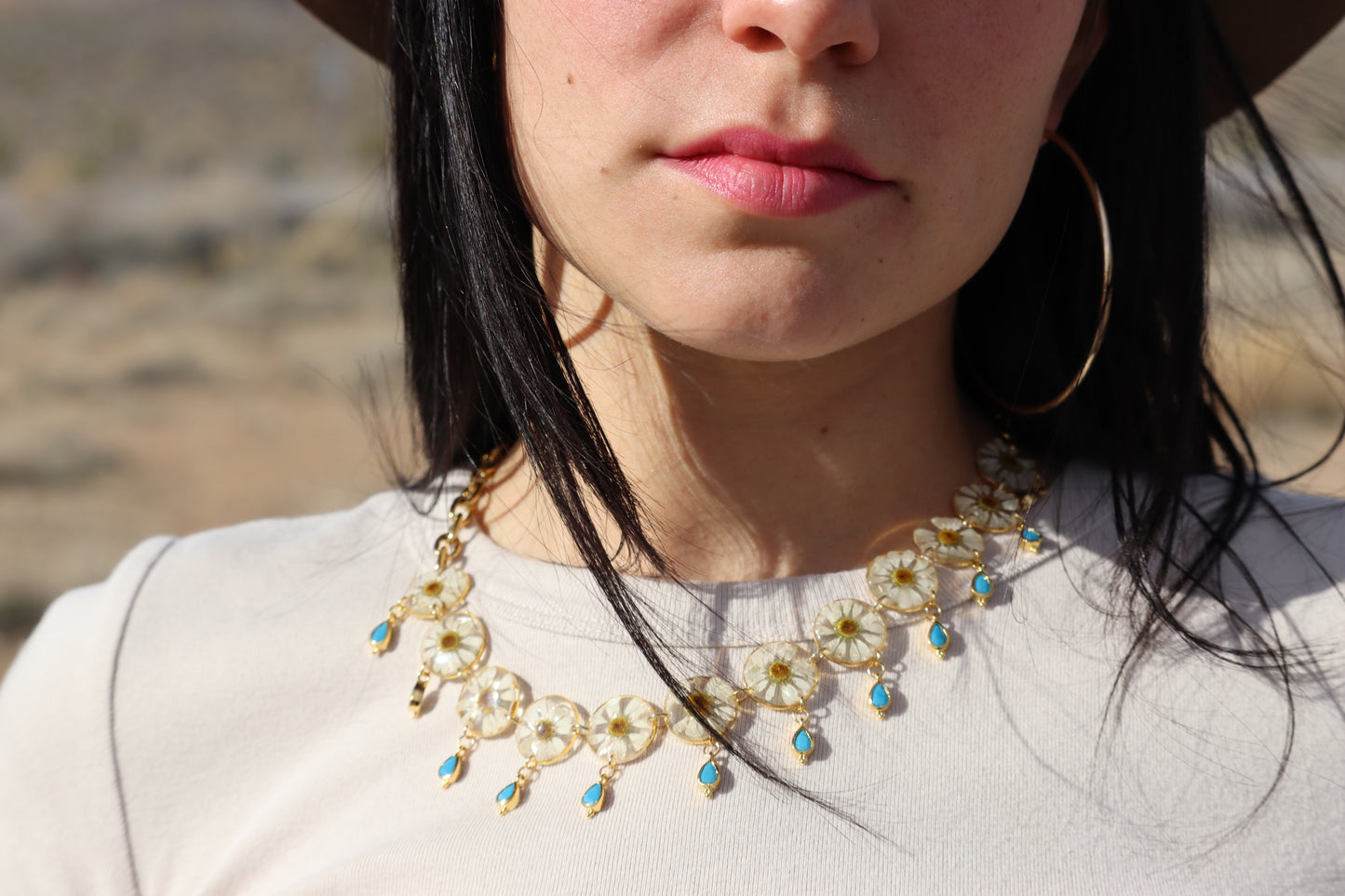 Chamomile and Turquoise Necklace