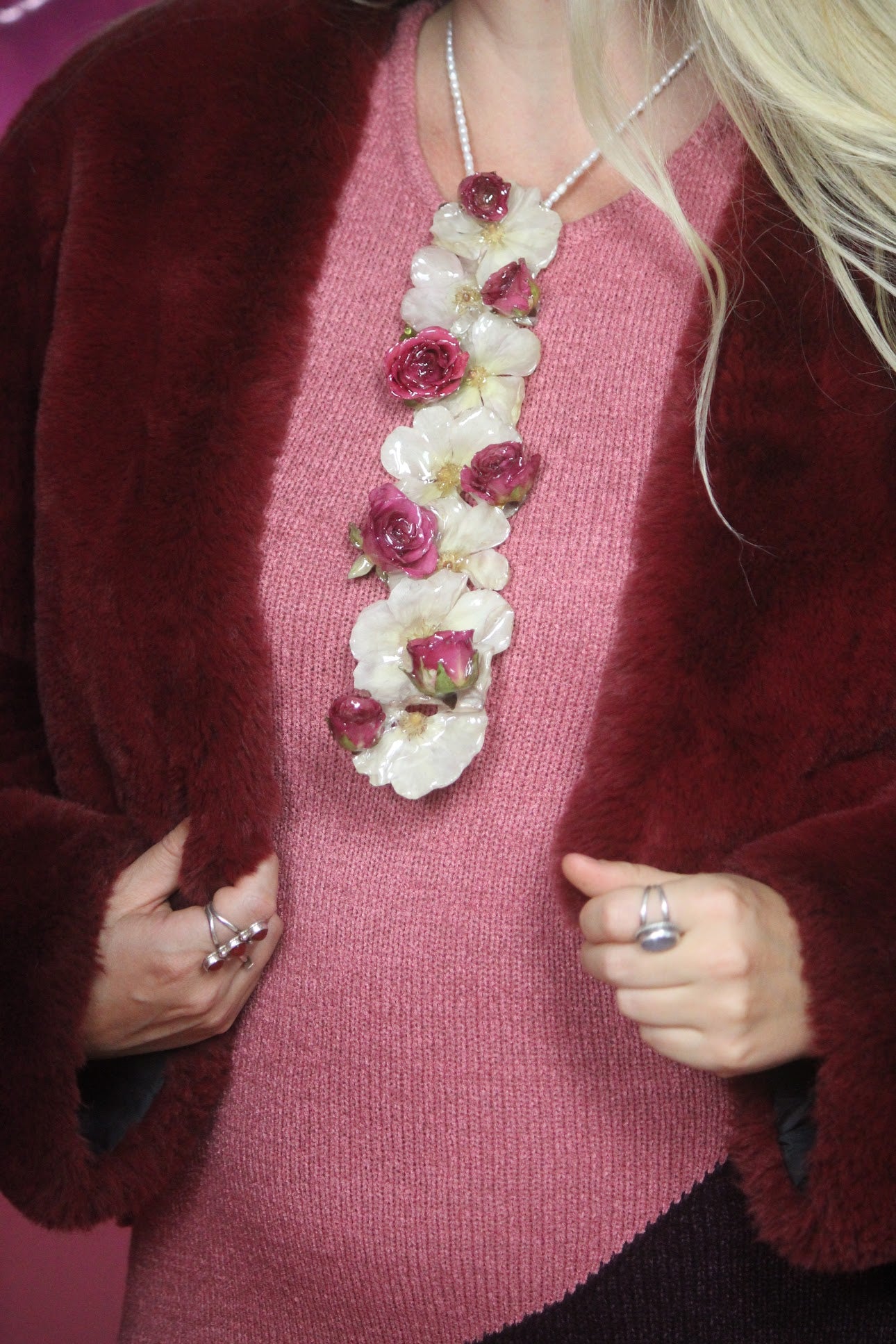 Ranunculus Red Rose Neck Tie