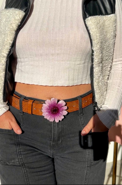 Pink Gerber Daisy Belt Buckle
