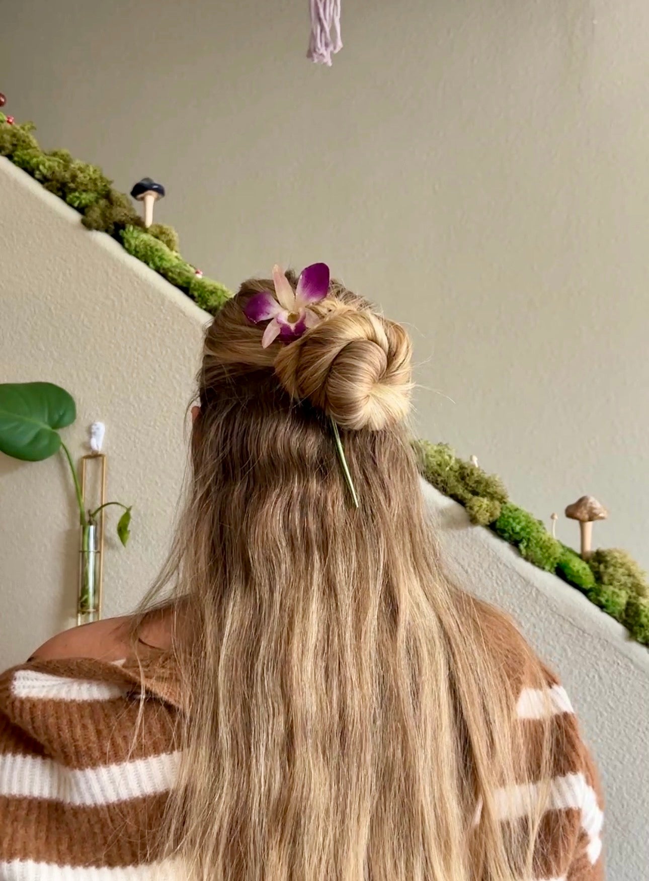 Pink Dendrobium Orchid Hair Stick