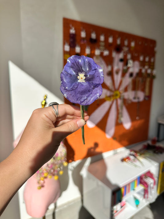 Blue Pansy Hair Stick