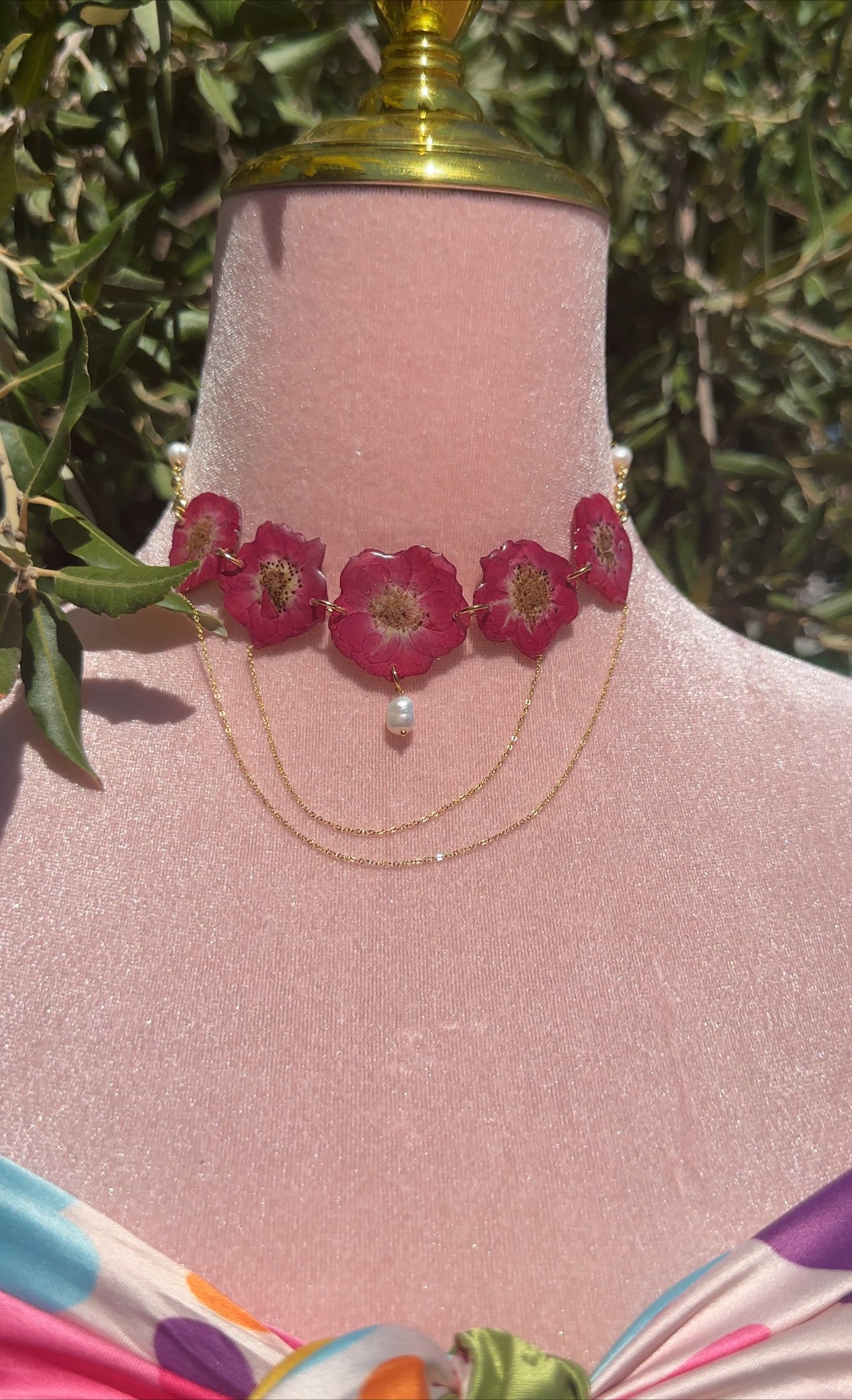 Pressed Rose Pearl Choker