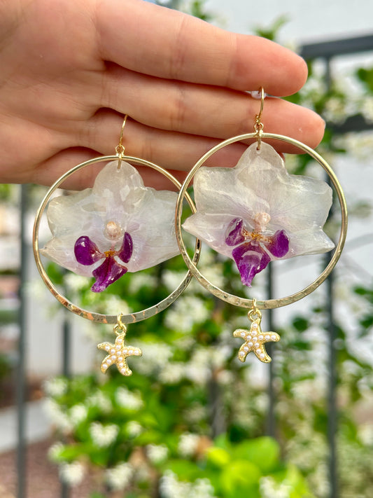 Starfish Orchid Hoop Dangles