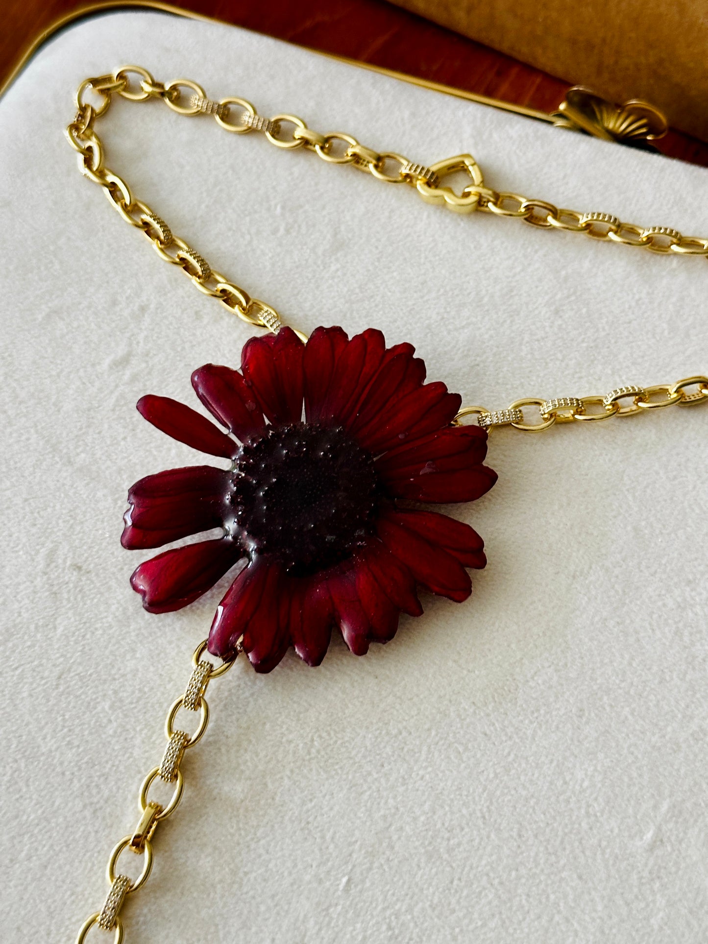 Red Gerber Daisy Necklace