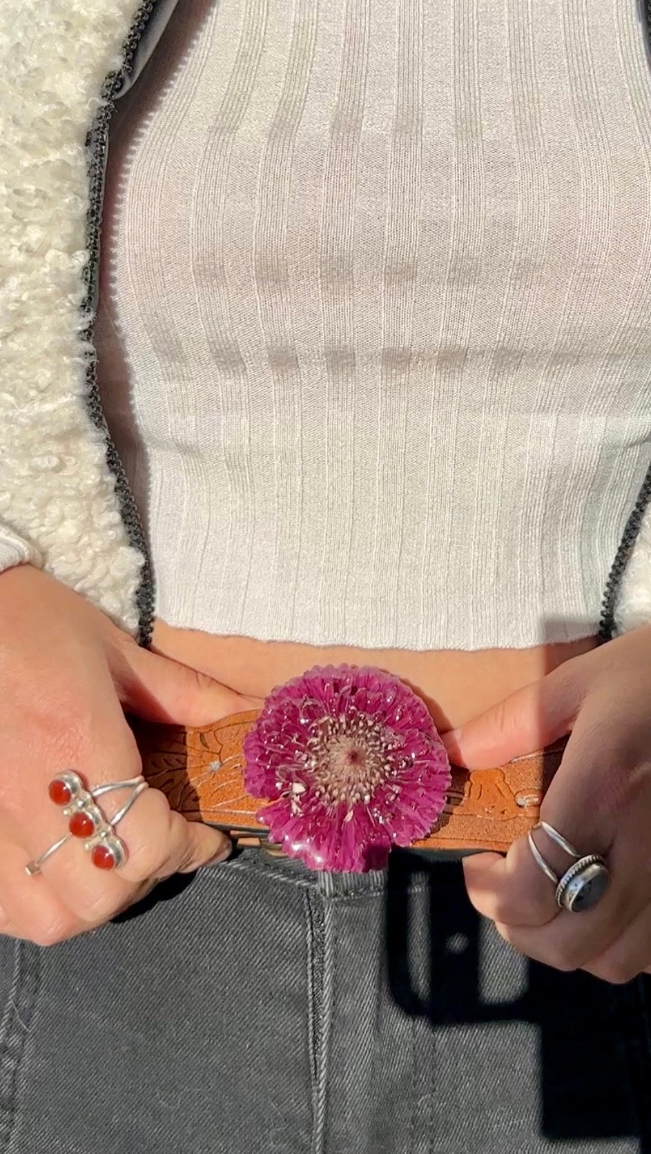Small Burgundy Gerber Daisy Belt Buckle