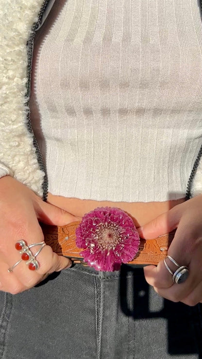 Small Burgundy Gerber Daisy Belt Buckle