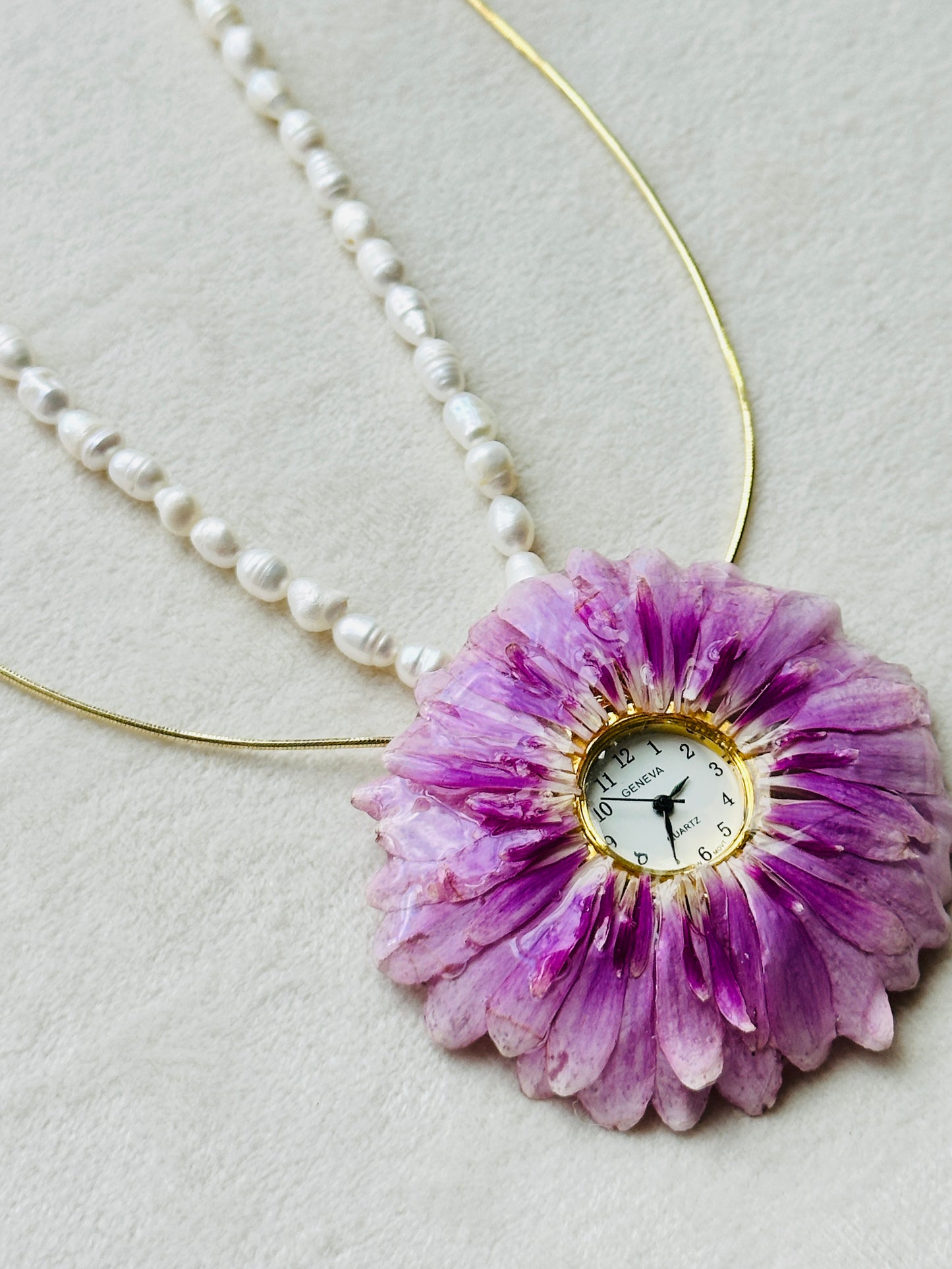 Gerber Daisy Clock Necklace
