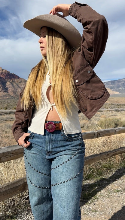 Small Burgundy Gerber Daisy Belt Buckle