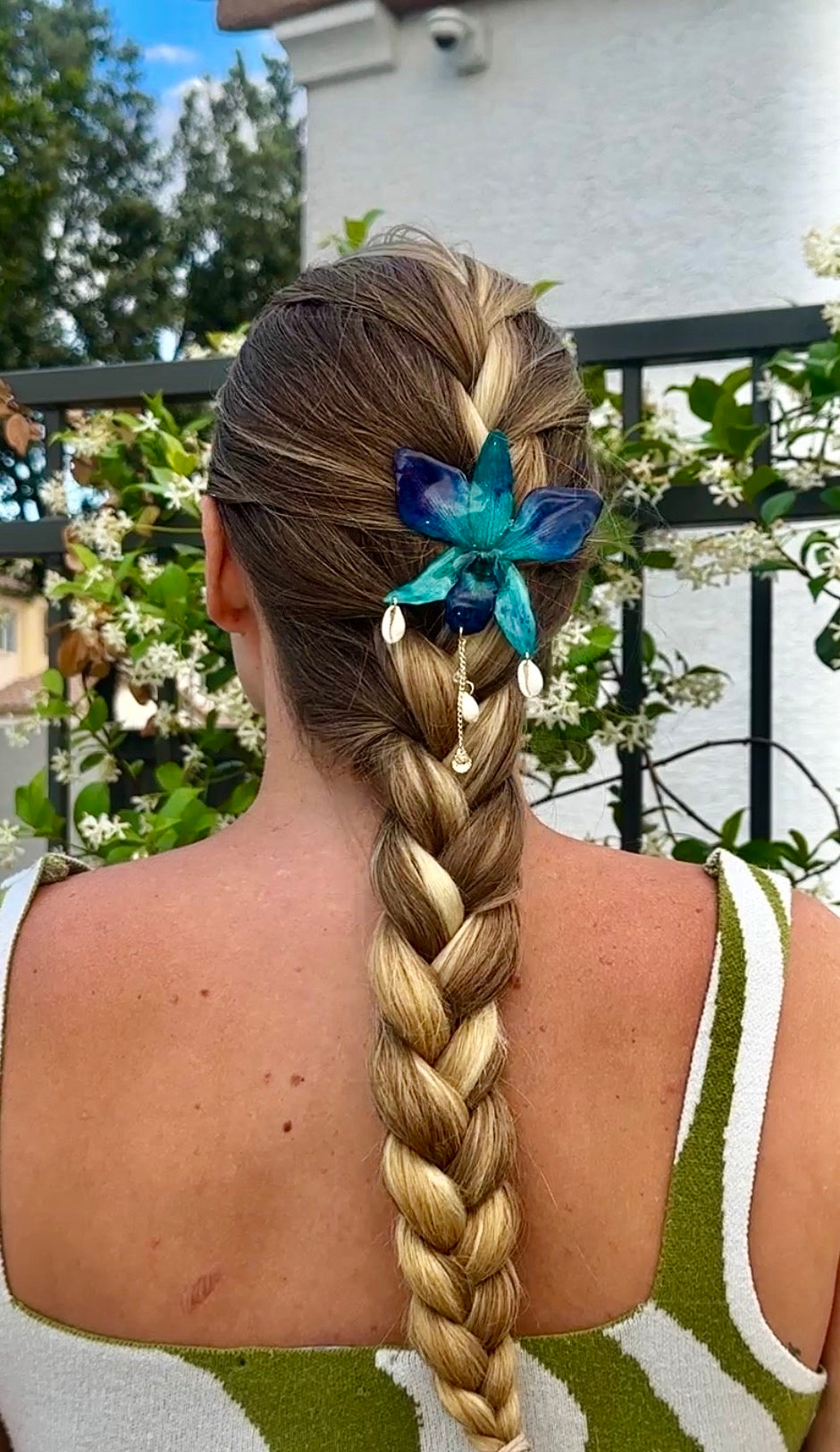 Indigo Orchid Shell Hair Clip