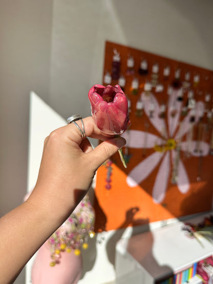 Pink Tulip Hair Stick