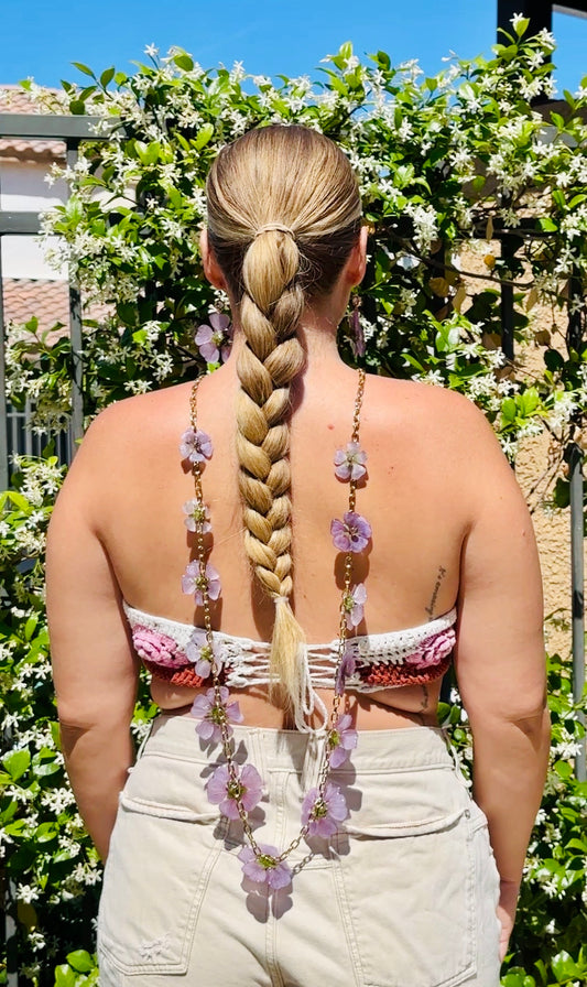 XL Lavender Globe Mallow Drop Necklace