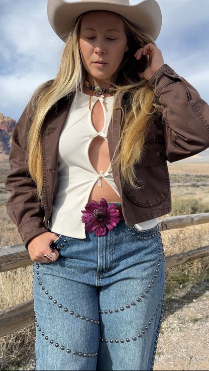 Large Purple Gerber Daisy Belt Buckle