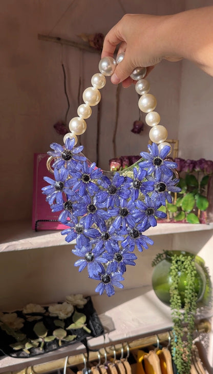 Blue Cineraria Heart Purse