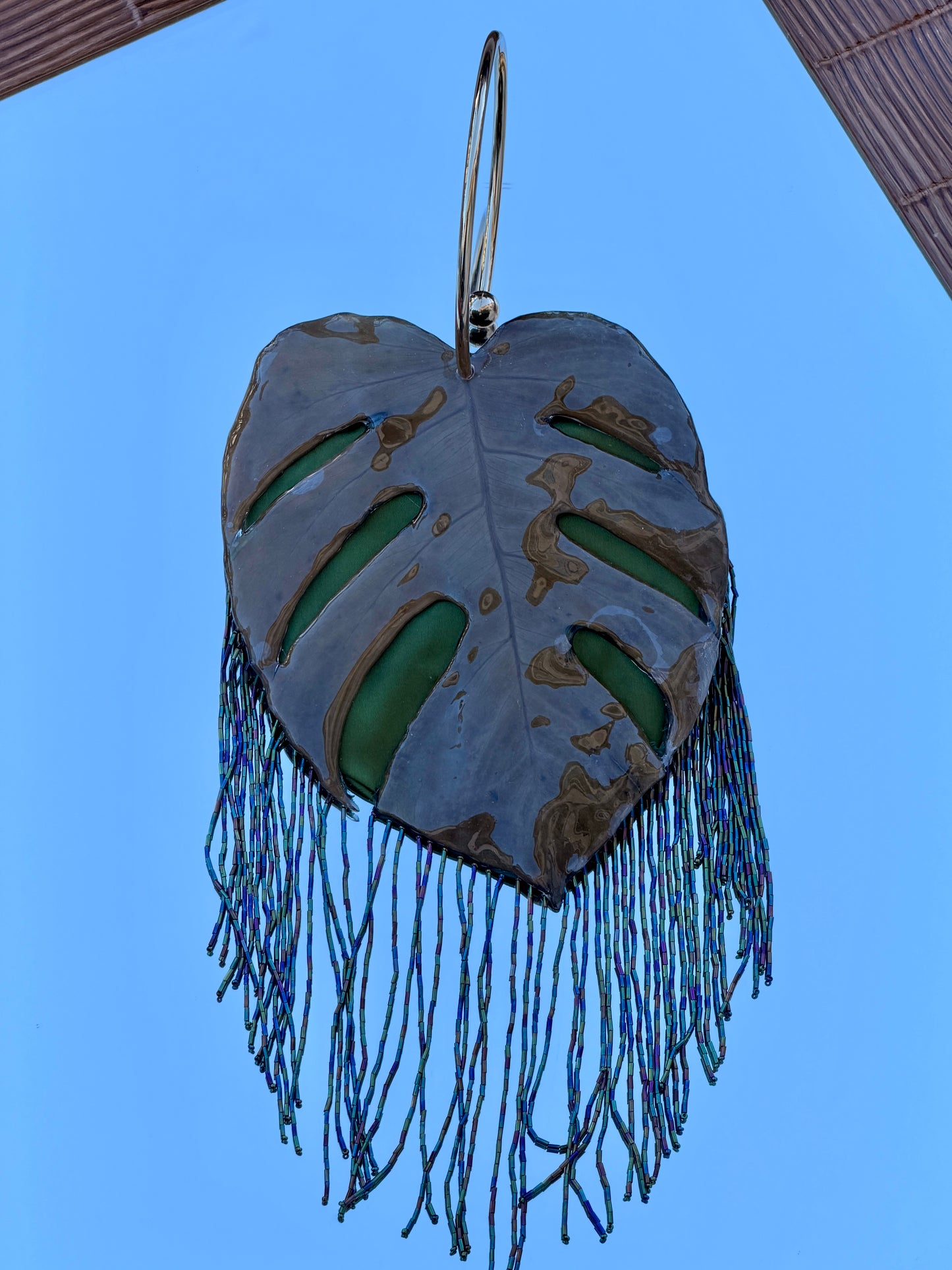 Monstera Fringe Purse