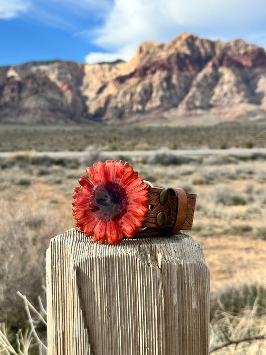 Red Gerber Daisy Belt
