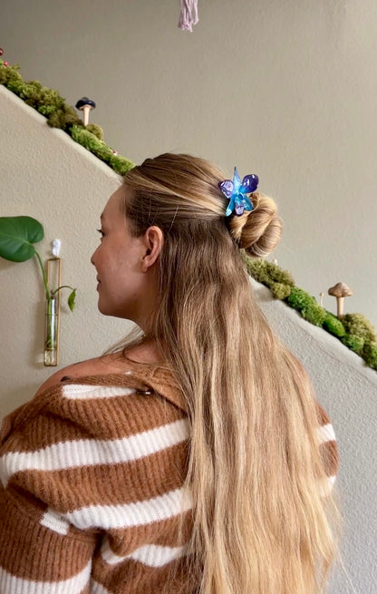 Indigo Dendrobium Orchid Hair Stick