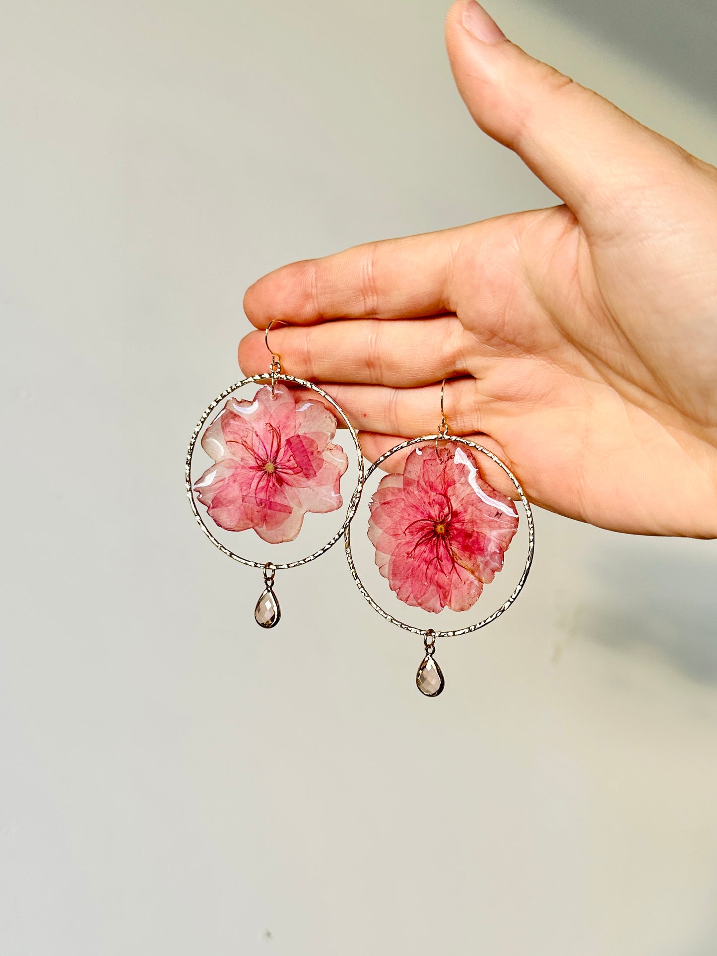 Cherry Blossom Hoop Dangles