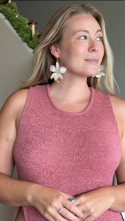 Short White Dendrobium Orchid Dangles