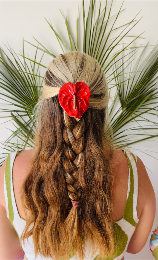 Red Anthurium Hair Pin