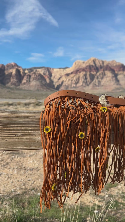 Yellow Mum Suede Fringe Belt